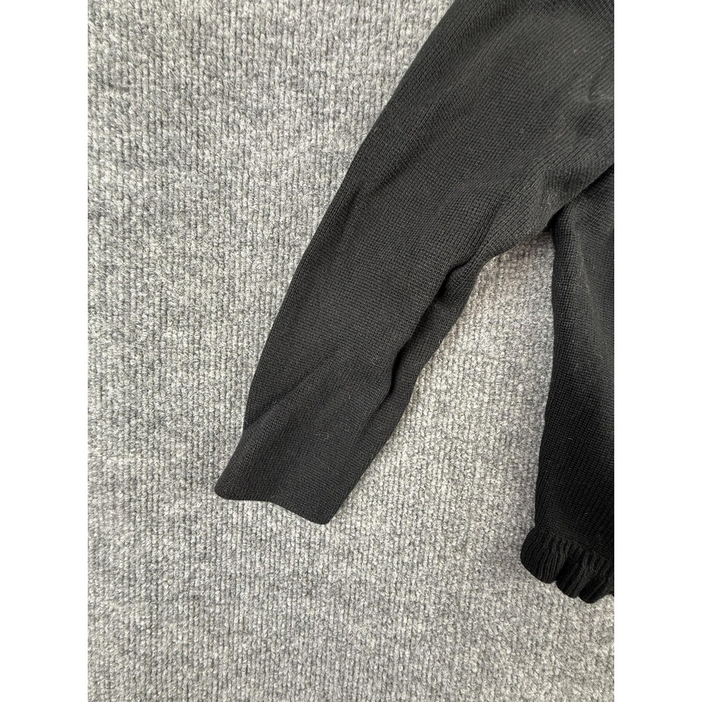 Ann Taylor Cardigan Sweater Womens Petite SP Black Ruffle Button Front Knit - Picture 2 of 10